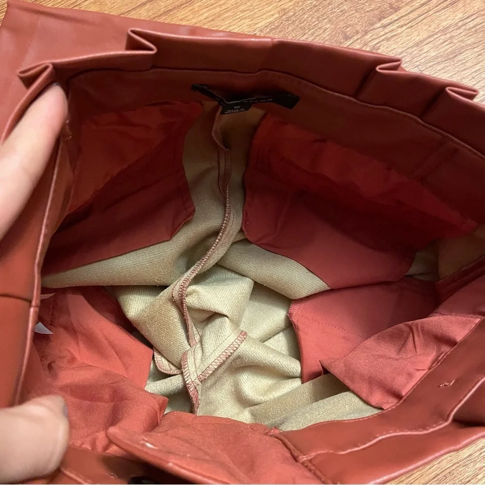 NWOT Ann Taylor The Faux Leather Paperbag Ankle Pants in Morrocan Spice Size 00 - Picture 11 of 15